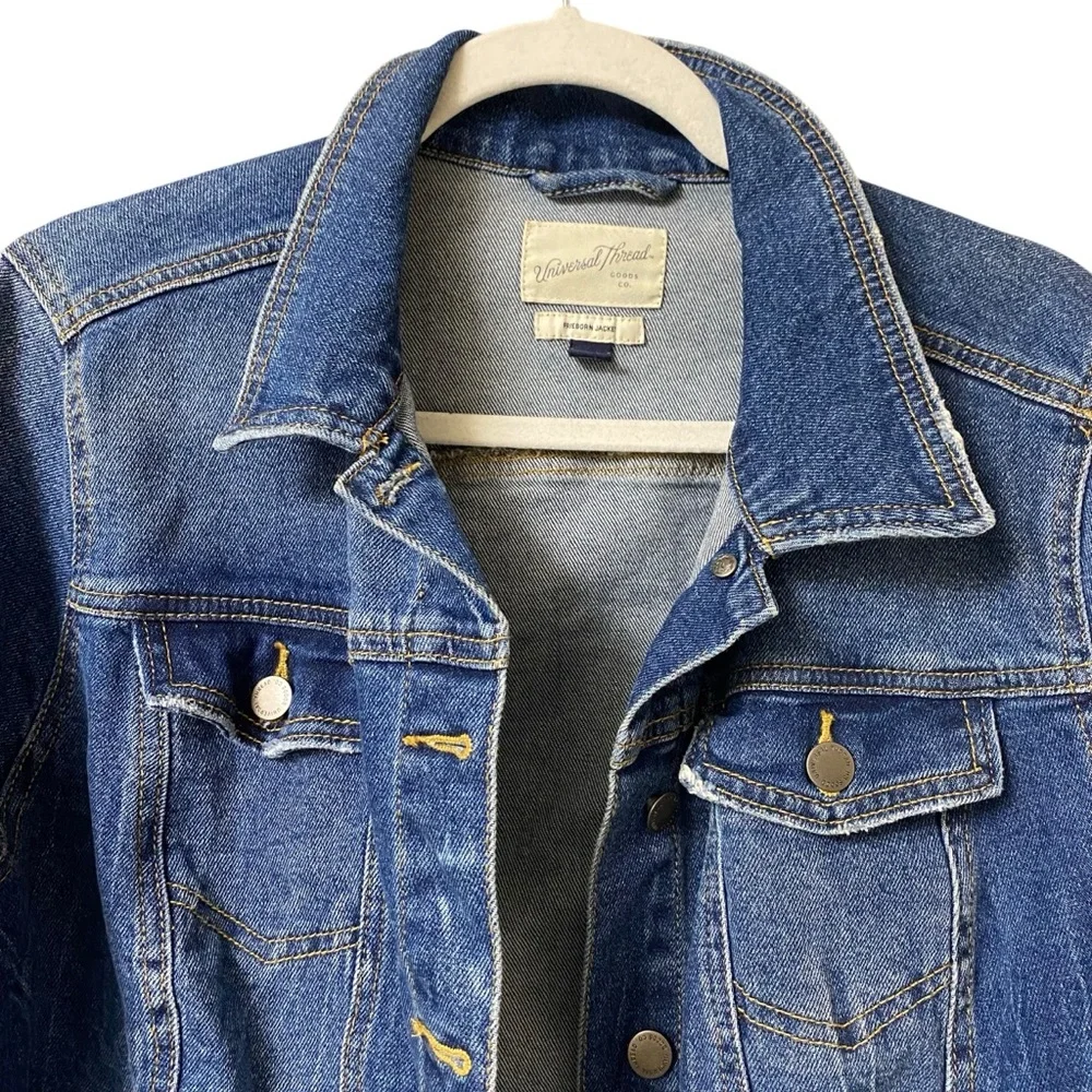Universal Thread Freeborn Jacket button up Spring dark denim Jean jacket size X - Picture 3 of 12